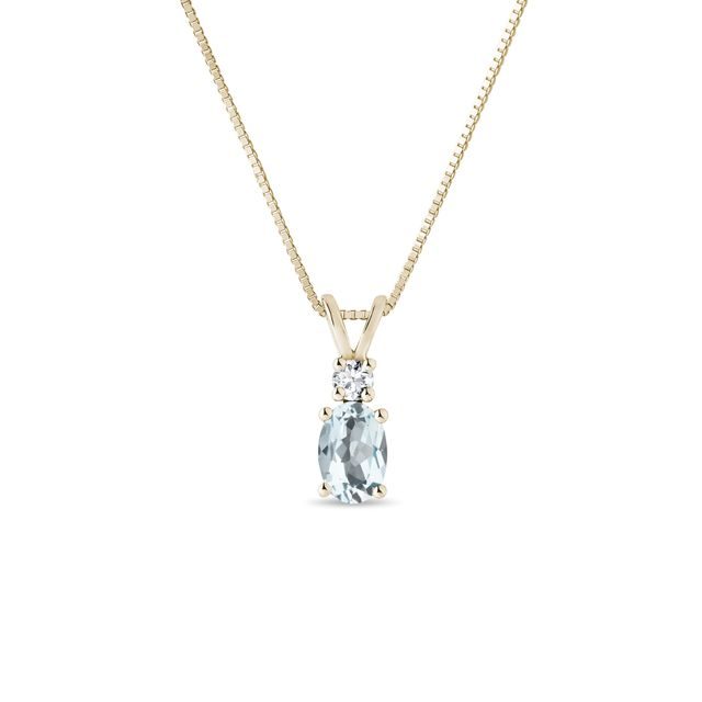 COLLIER EN OR JAUNE, AIGUE-MARINE ET DIAMANT - COLLIERS AVEC AIGUE-MARINE - COLLIERS