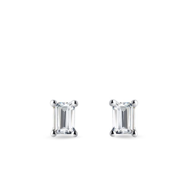 OHRRINGE AUS WEISSGOLD MIT DIAMANT IM SMARAGDSCHLIFF - OHRSTECKER DIAMANT - OHRRINGE