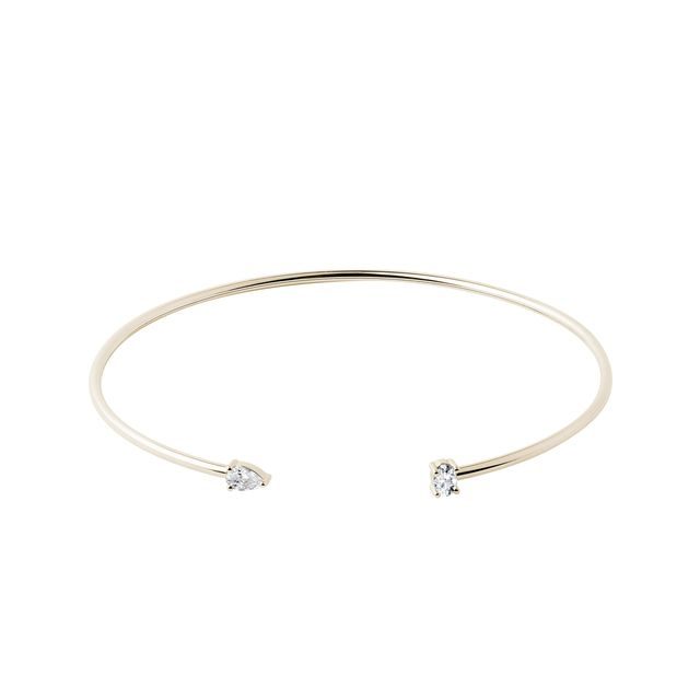 BRACELET JONC EN OR JAUNE ET DIAMANTS - BRACELETS MANCHETTE - BRACELETS