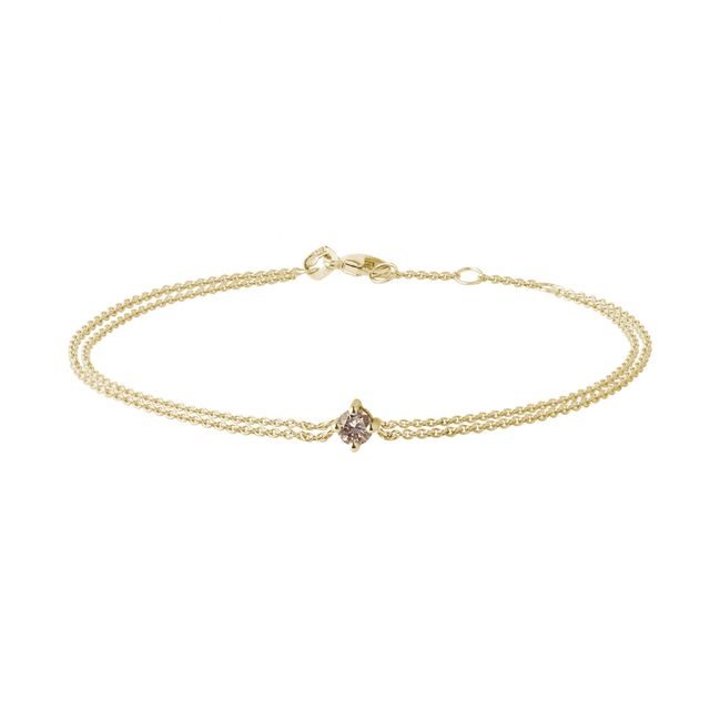 BRACELET EN OR JAUNE AVEC DIAMANT CHAMPAGNE - BRACELETS AVEC DIAMANTS - BRACELETS