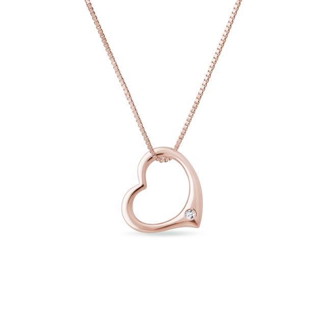HEART-SHAPED DIAMOND NECKLACE IN ROSE GOLD - DIAMOND NECKLACES - NECKLACES