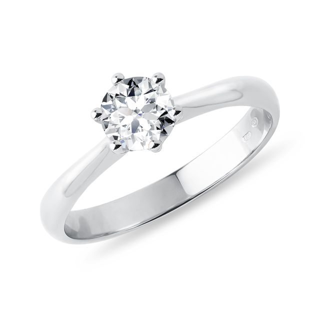 HALF CARAT DIAMOND 14K WHITE GOLD ENGAGEMENT RING - SOLITAIRE ENGAGEMENT RINGS - ENGAGEMENT RINGS