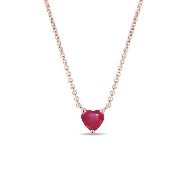 HEART SHAPED RUBY NECKLACE IN ROSE GOLD - RUBY NECKLACES - NECKLACES