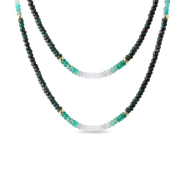 COLOUR EMERALD NECKLACE IN YELLOW GOLD - MINERAL NECKLACES - NECKLACES