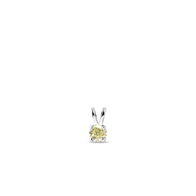YELLOW DIAMOND PENDANT IN WHITE GOLD - PENDANTS - NECKLACES