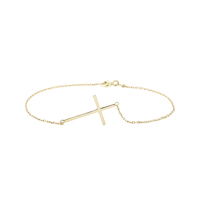 Cross pendant bracelet in yellow gold
