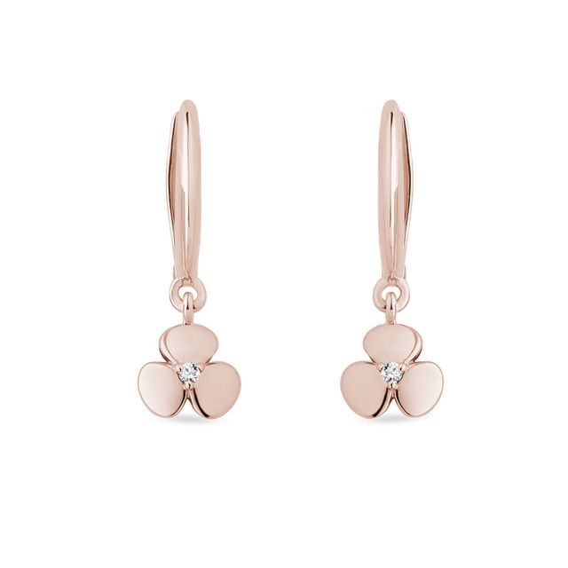 SHARMROCK DIAMOND PENDANT EARRINGS IN ROSE GOLD - CHILDREN'S EARRINGS - EARRINGS