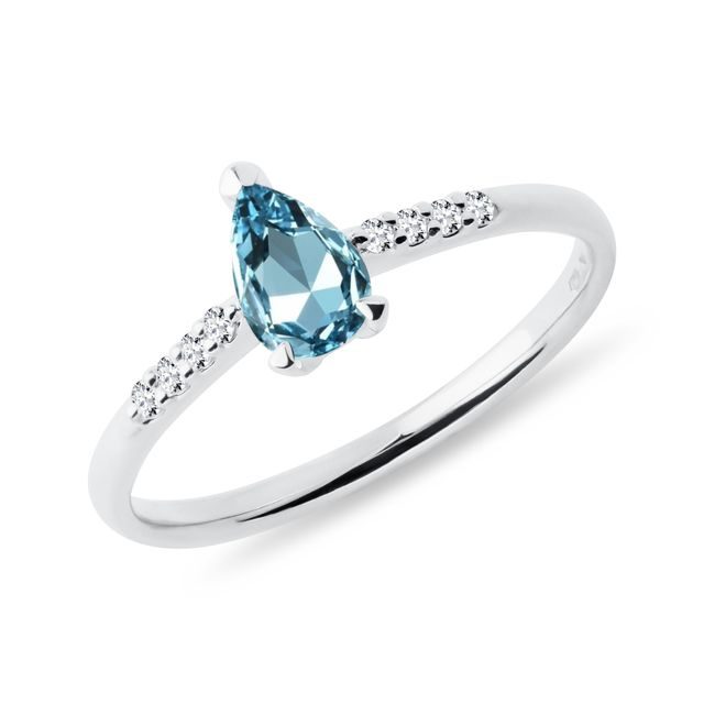 TOPAZ AND DIAMOND RING IN WHITE GOLD - TOPAZ RINGS - RINGS