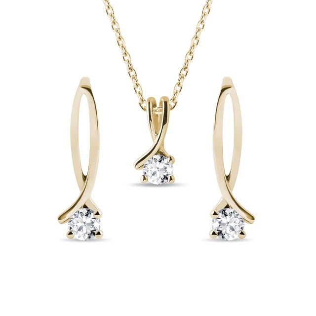 DOUBLE RIBBON DIAMOND JEWELRY SET IN YELLOW GOLD - DIAMOND SETS - FINE JEWELRY