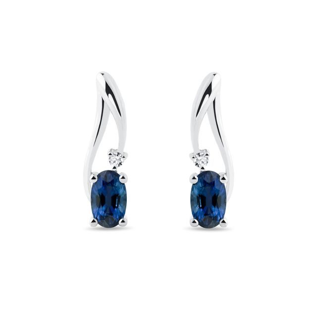 SAPPHIRE AND DIAMOND EARRINGS IN WHITE GOLD - SAPPHIRE EARRINGS - EARRINGS