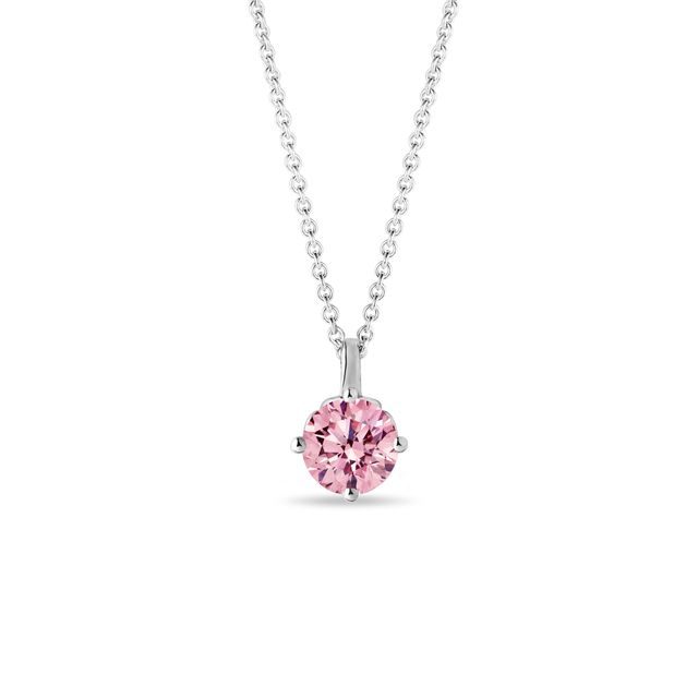 WHITE GOLD PINK DIAMOND NECKLACE - DIAMOND NECKLACES - NECKLACES