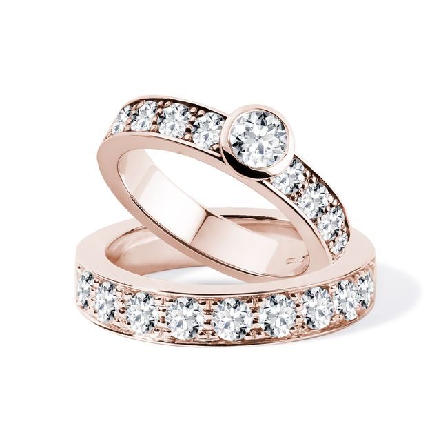 LUXURY ENGAGEMENT SET IN 14K ROSE GOLD - ENGAGEMENT AND WEDDING MATCHING SETS - ENGAGEMENT RINGS