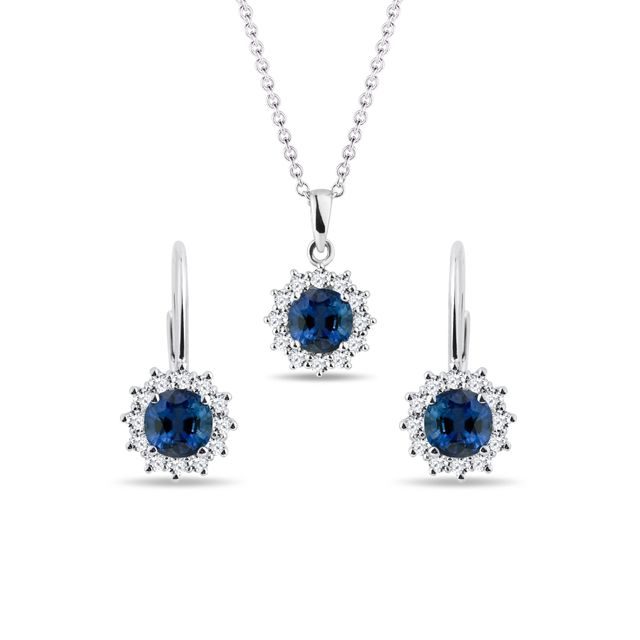 ELEGANT SAPPHIRE JEWELRY SET IN WHITE GOLD - JEWELRY SETS - FINE JEWELRY