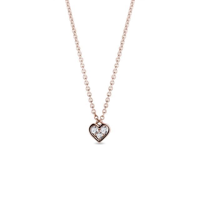 COLLIER D'OR ROSE AVEC PENDENTIF ENDIAMANTÉ MOTIF CŒUR - COLLIERS AVEC DIAMANTS - COLLIERS