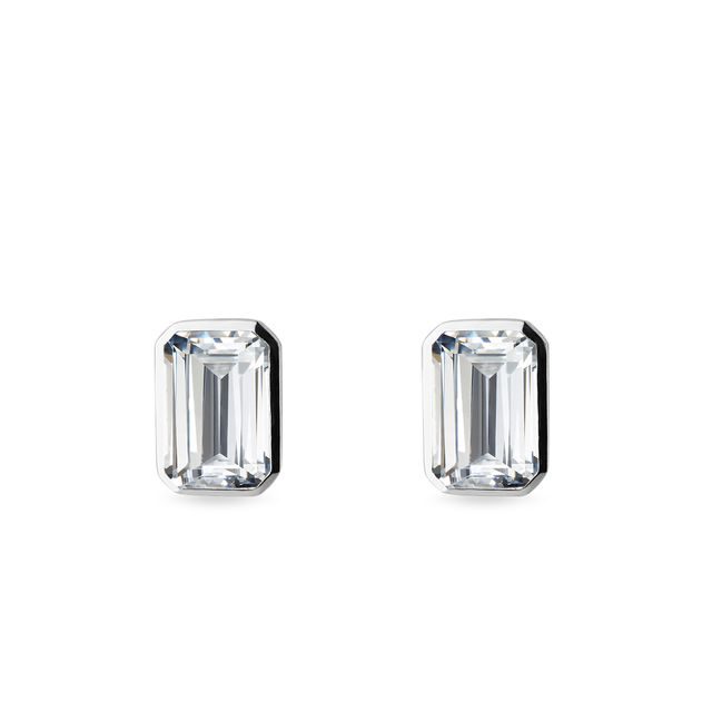 EMERALD CUT MOISSANITE EARRINGS IN WHITE GOLD - WHITE GOLD EARRINGS - EARRINGS