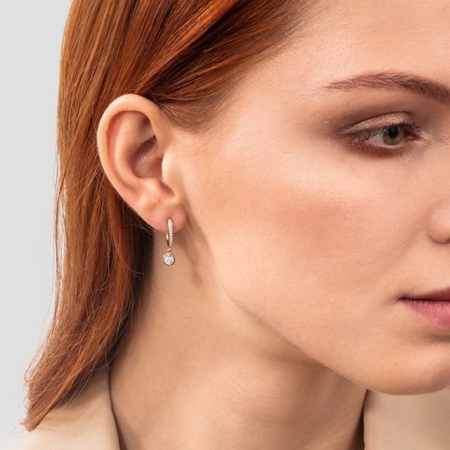 Diamond Heart Earrings in Rose Gold KLENOTA