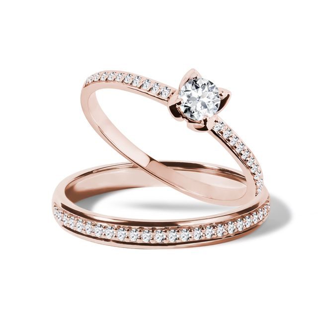 ROMANTIC ENGAGEMENT SET IN ROSE GOLD - ENGAGEMENT AND WEDDING MATCHING SETS - ENGAGEMENT RINGS