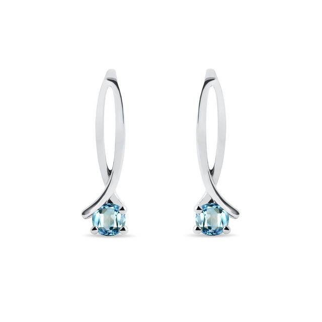 BOUCLES D'OREILLES EN OR BLANC 14 CARATS AVEC TOPAZES - BOUCLES D'OREILLES EN TOPAZE - BOUCLES D'OREILLES