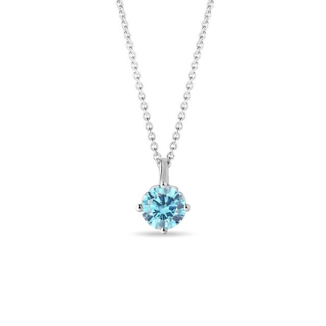 WHITE GOLD BLUE DIAMOND NECKLACE - DIAMOND NECKLACES - NECKLACES