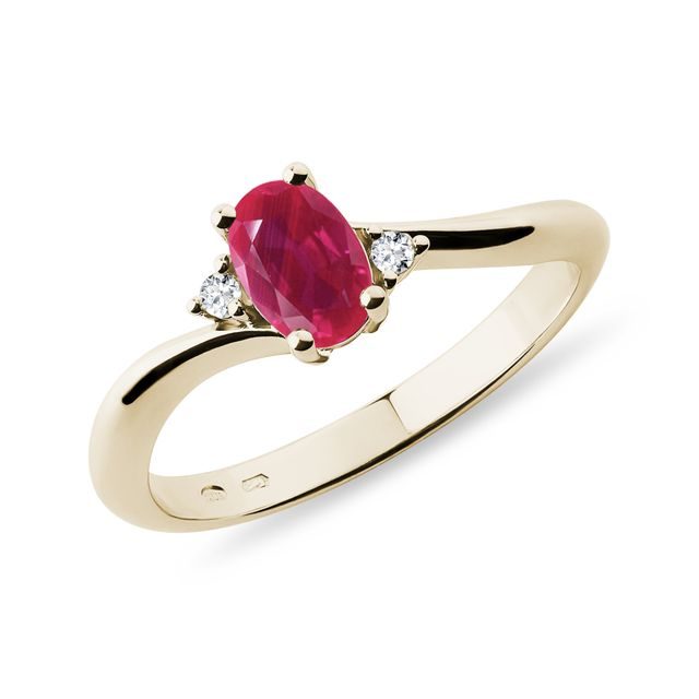 RING WITH DEEP RUBY DIAMONDS IN YELLOW GOLD - RUBY RINGS - RINGS