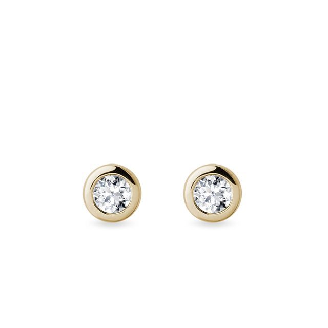 DIAMOND BEZEL EARRINGS IN YELLOW GOLD - DIAMOND STUD EARRINGS - EARRINGS