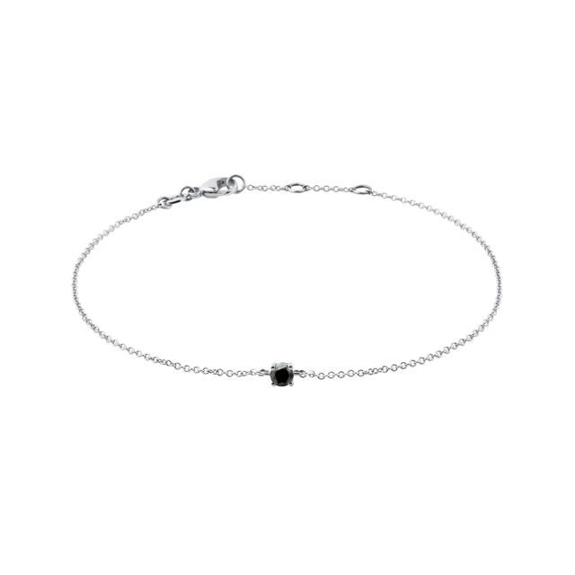 WHITE GOLD BRACELET WITH BLACK DIAMOND - DIAMOND BRACELETS - BRACELETS