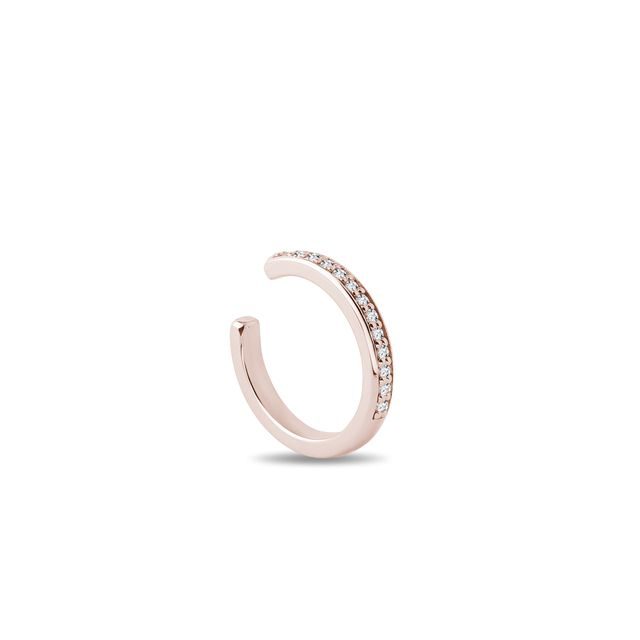 SINGLE NÁUŠNICE EAR CUFF Z RUŽOVÉHO ZLATA S DIAMANTMI - NÁUŠNICE EAR CUFF - NÁUŠNICE