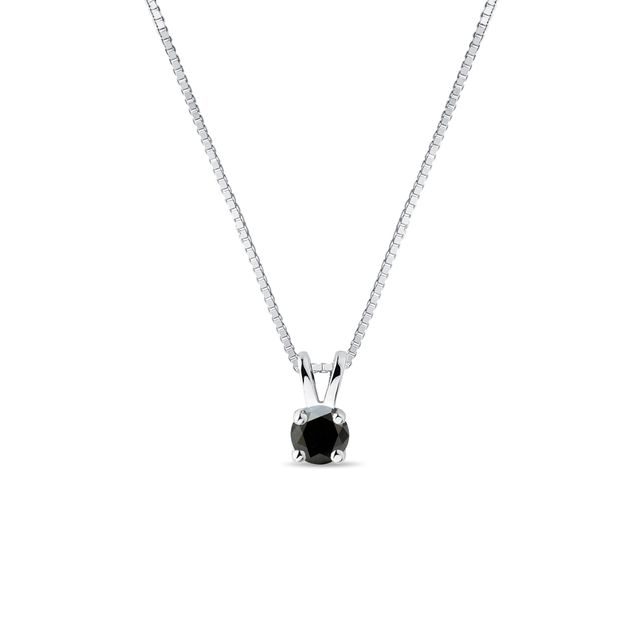 BLACK DIAMOND PENDANT NECKLACE IN WHITE GOLD - DIAMOND NECKLACES - NECKLACES