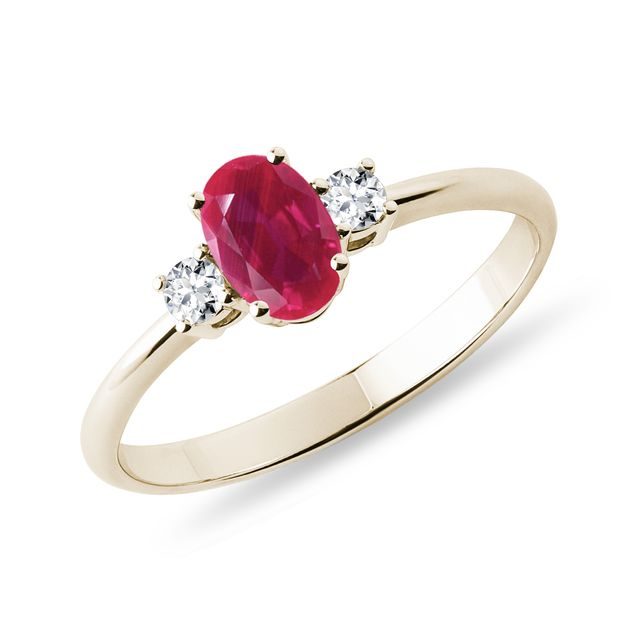 GOLDRING MIT RUBIN UND DIAMANTEN - RUBIN-VERLOBUNGSRINGE - VERLOBUNGSRINGE