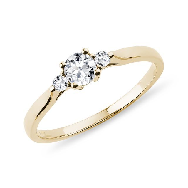 GOLD RING WITH THREE DIAMONDS - ENGAGEMENT DIAMOND RINGS - ENGAGEMENT RINGS