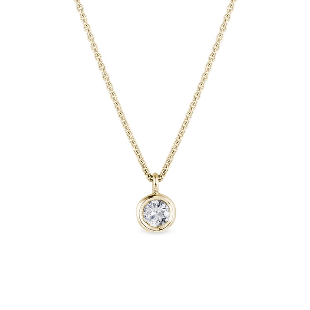 BEZEL DIAMOND PENDANT IN YELLOW GOLD - DIAMOND NECKLACES - NECKLACES