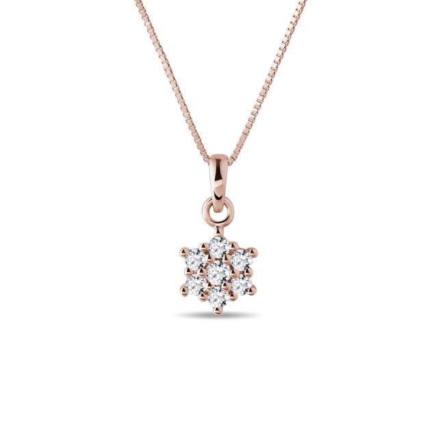 Briliantový náhrdelník kytička v růžovém zlatě