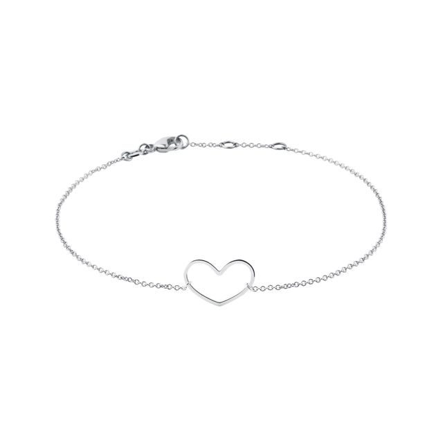 BRACELET WITH HEART IN WHITE GOLD - WHITE GOLD BRACELETS - BRACELETS