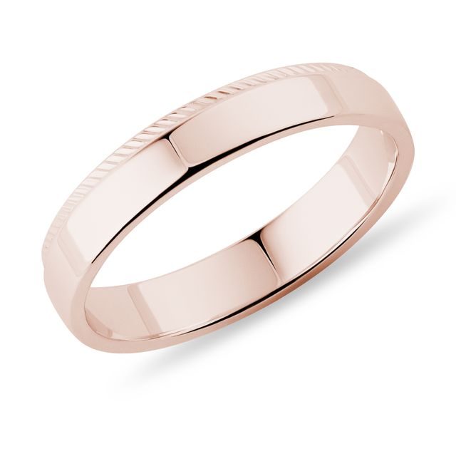 ALLIANCE POUR HOMMES EN OR ROSE ET MOTIF STRIÉ - ALLIANCES DE MARIAGE HOMMES - ALLIANCES DE MARIAGE