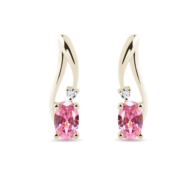 PINK SAPPHIRE AND DIAMOND EARRINGS IN GOLD - SAPPHIRE EARRINGS - EARRINGS