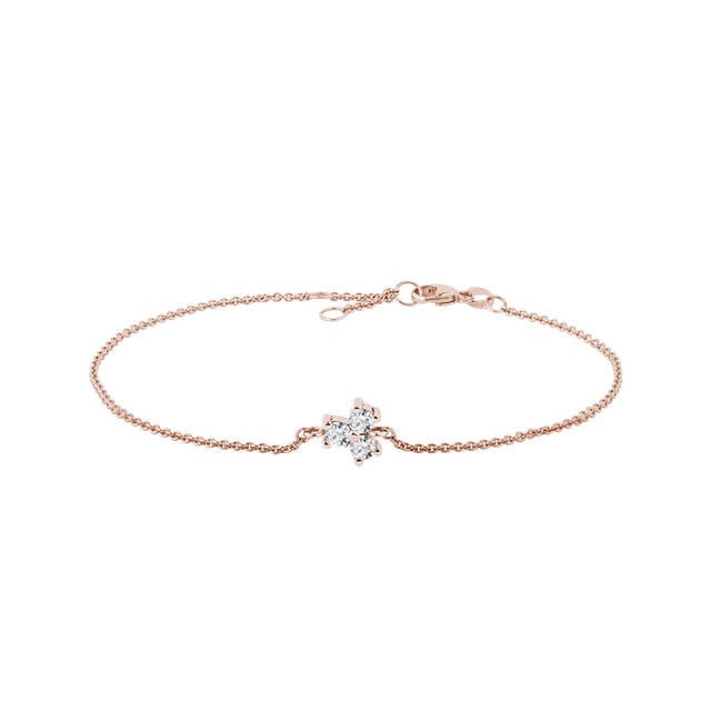Bracelet en or rose avec trois diamants
