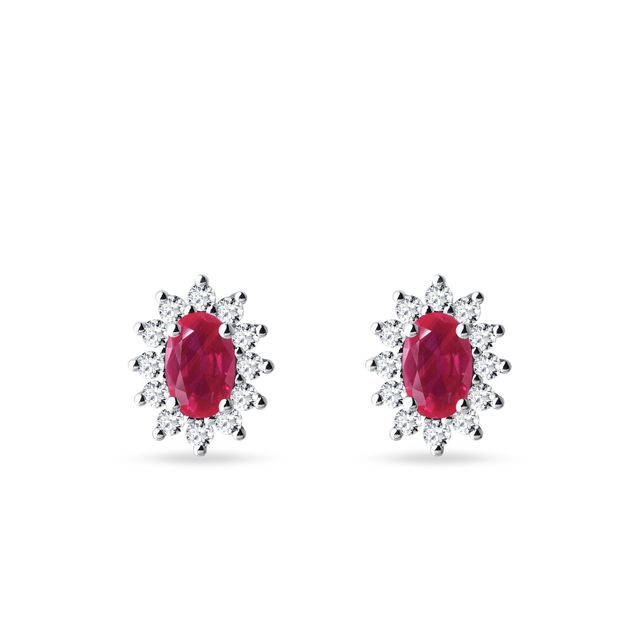 BOUCLES D'OREILLES EN OR BLANC AVEC MORGANITE ET DIAMANTS - BOUCLES D'OREILLES EN RUBIS - BOUCLES D'OREILLES