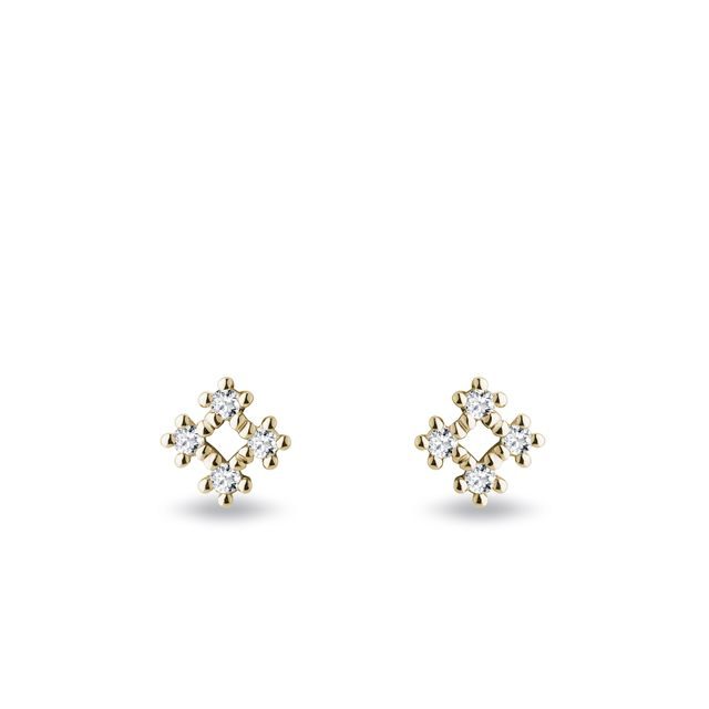 DIAMOND SNOWFLAKE GIRLS' EARRINGS IN 14K YELLOW GOLD - DIAMOND STUD EARRINGS - EARRINGS