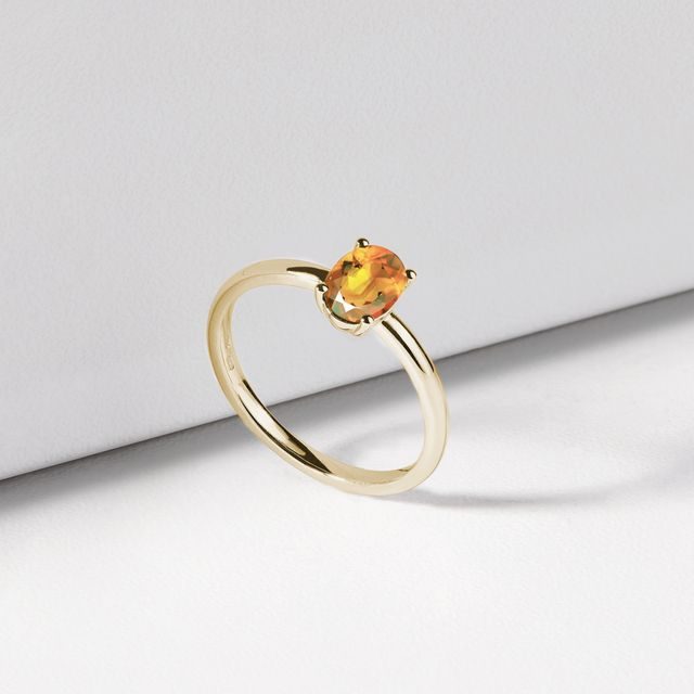 Bague Ancienne Or 14 Carats Et Argent Avec Citrine Madère Et Diamants Taille Rose - Taille 53