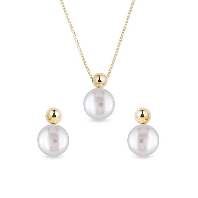 MODERN PEARL JEWELLERY SET MADE OF YELLOW GOLD - JEWELLERY SETS - FINE JEWELLERY