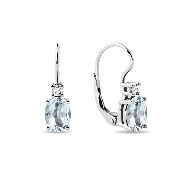 OVALE OHRRINGE MIT AQUAMARINEN UND DIAMANTEN IN WEISSGOLD - OHRRINGE AQUAMARIN - OHRRINGE