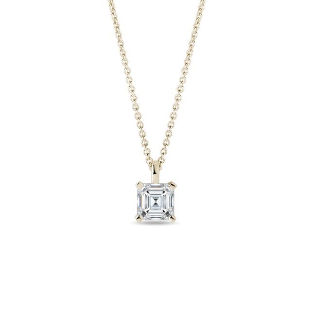 ASSCHER DIAMOND NECKLACE IN YELLOW GOLD - DIAMOND NECKLACES - NECKLACES