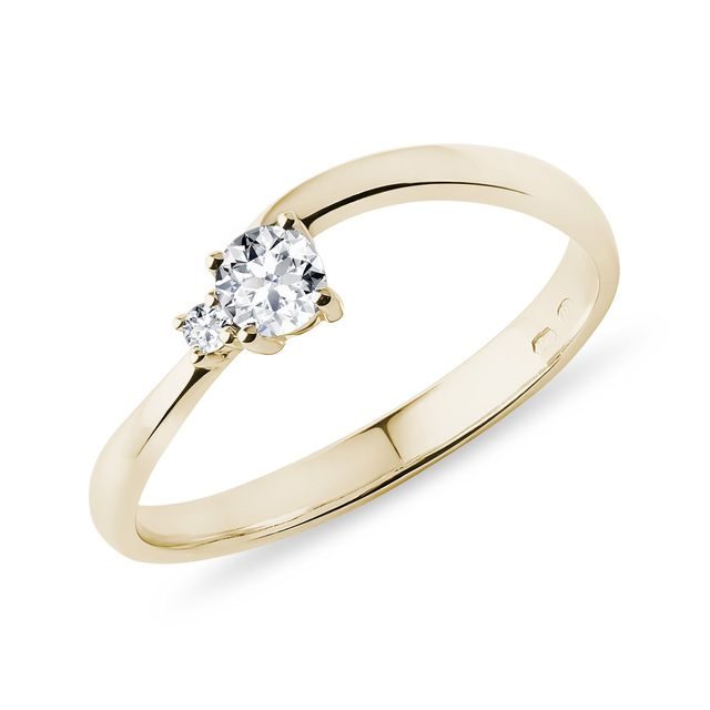 DIAMOND WAVE RING IN YELLOW GOLD - DIAMOND RINGS - RINGS