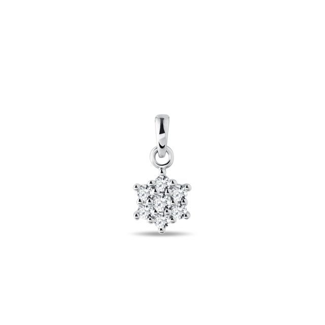 WHITE GOLD DIAMOND FLOWER PENDANT - PENDANTS - NECKLACES