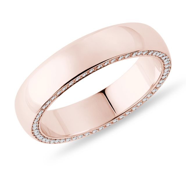 MEN'S MODERN ROSE GOLD WEDDING BAND WITH DIAMONDS - RINGS FOR HIM - WEDDING RINGS