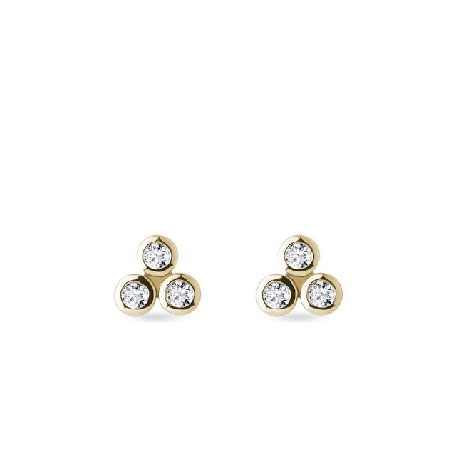 MODERN GOLD STUD EARRINGS WITH DIAMONDS - DIAMOND STUD EARRINGS - EARRINGS