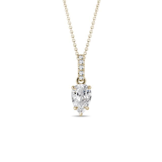 GELBGOLDENE HALSKETTE MIT LABOR-DIAMANTEN IN TROPFENFORM - KETTEN MIT DIAMANTEN - KETTEN