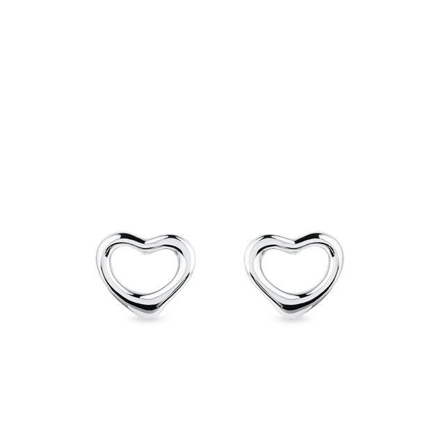 EARRINGS WITH HEARTS IN WHITE GOLD - WHITE GOLD EARRINGS - EARRINGS