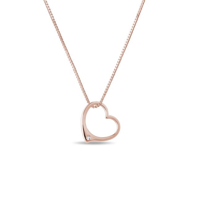 HEART SHAPED PENDANT WITH DIAMOND - DIAMOND NECKLACES - NECKLACES