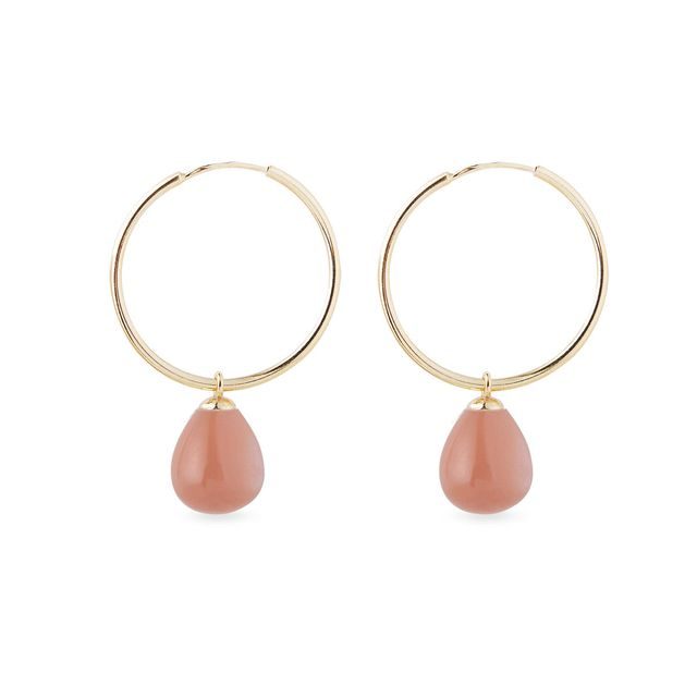 ORANGE MOONSTONE EARRINGS IN GOLD - SEASONS COLLECTION - KLENOTA COLLECTIONS